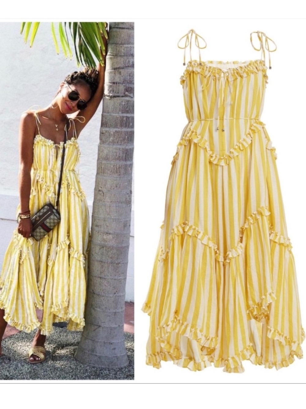 Zimmermann Lumino Floating Striped Linen Midi Dress